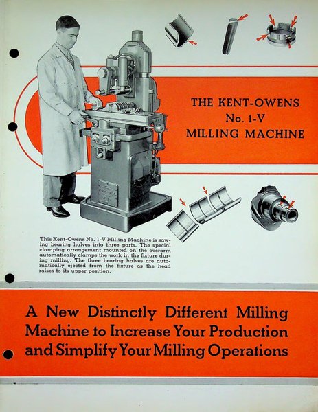 Kent-Owens Model 1-V Horizontal Milling Machine