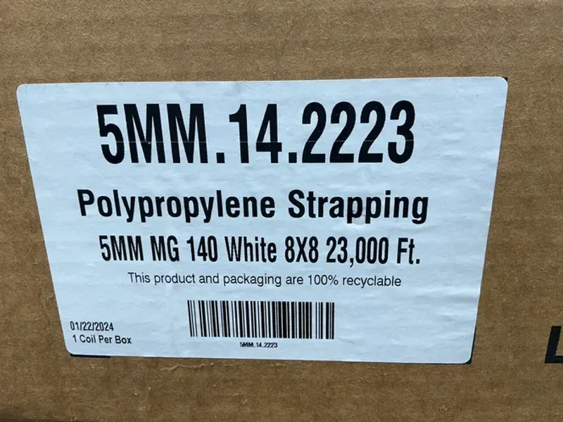 23000 Ft, 5 Mm  Polypropylene Strapping - 5mm.14.2223