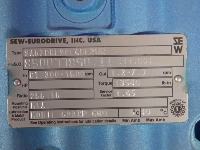 SEW-EURODRIVE 2 HP GEAR DRIVE