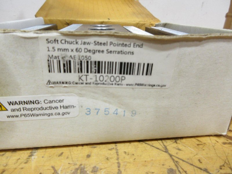 3-Jaw Chuck 1.5mm x 60 Deg Serrated Aluminum Pie Jaws (2 Sets), and Steel Jaws (1) Set- Auction Item