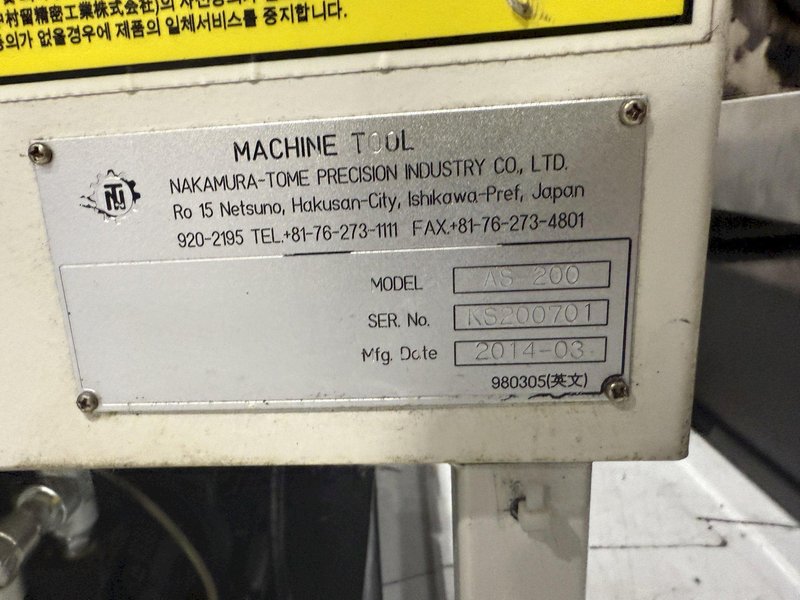 Nakamura-Tome AS-200Y Turning Center. Y-Axis. Live Milling. New-2014