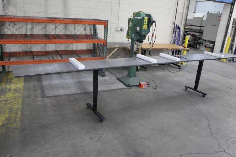 Long Electric Adjustable Height Work Table 18" Top and Work Stops- Auction Item