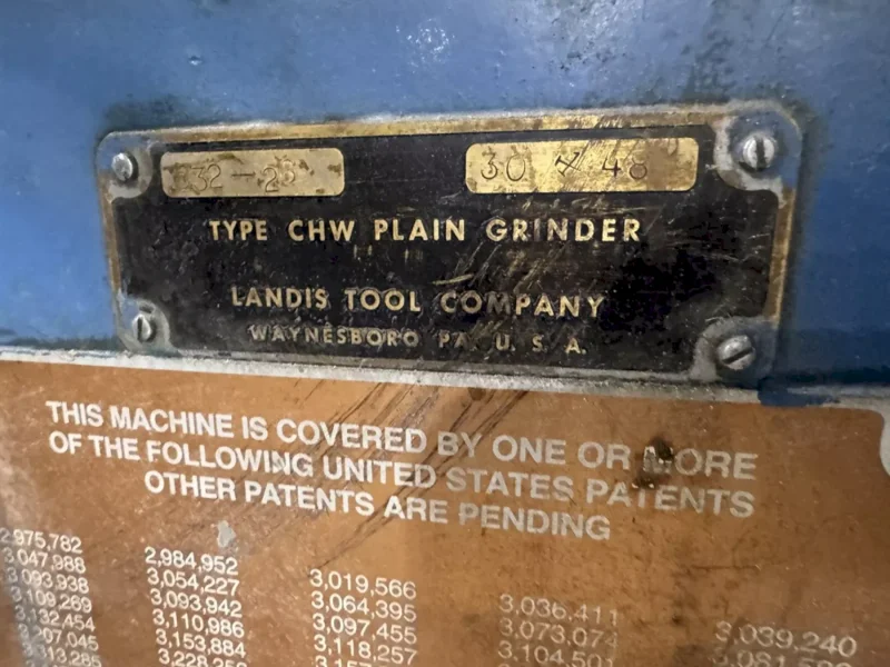 30" X 48" LANDIS CHW PLAIN GRINDER: YOBRO #25756