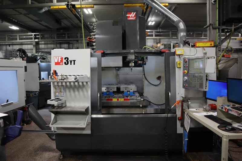 Haas VF-3YT CNC Vertical Machining Center, 40&quot;x26&quot;x25&quot;, CT40, 8,100 RPM, 2-Speed Gearbox, 40 Station ATC,  Probing, Thru Spindle Coolant