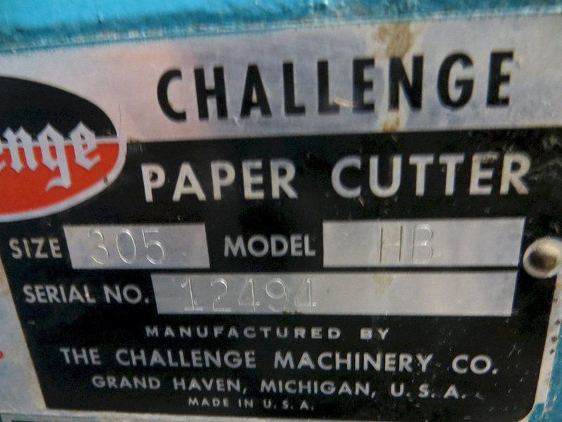 Challenge Paper Cutter Model 305 HB, 30-1/2" Width