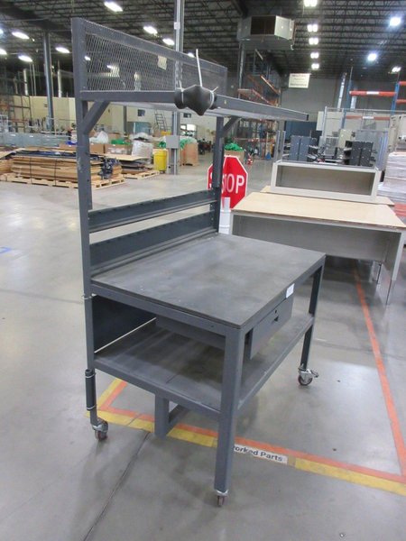 Work Bench, Heavy Duty Steel with Wood Top and Drawer, Portable- Auction Item