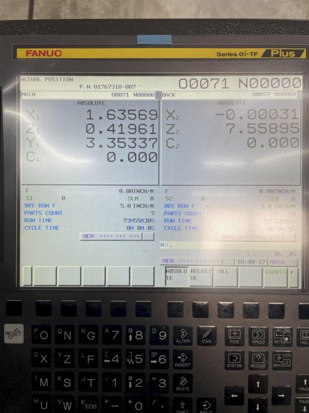 Tsugami Model B0205-VR w/ Fanuc 0i-TF, Fire Trace (5 Lbs), B0-WORK-KIT MKIII (Work Conveyor), Thru Sub Coolant w Pump, Abile Programming Software, Edge Scout 320 Barfeed,  Two Channel Sets , ONLY 73 RUN HOURS