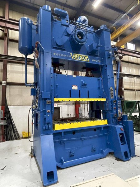600 Ton Verson S2-600-96-60t Rebuilt Straight Side Mechanical Press For Sale, Ready To Ship!