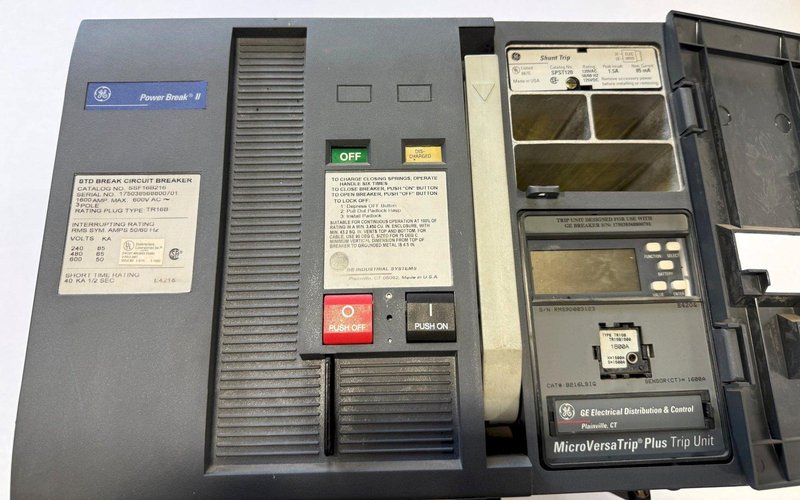 1600 Amp GE Circuit Breaker Power Break II, SSF16B216, 600 Volt
