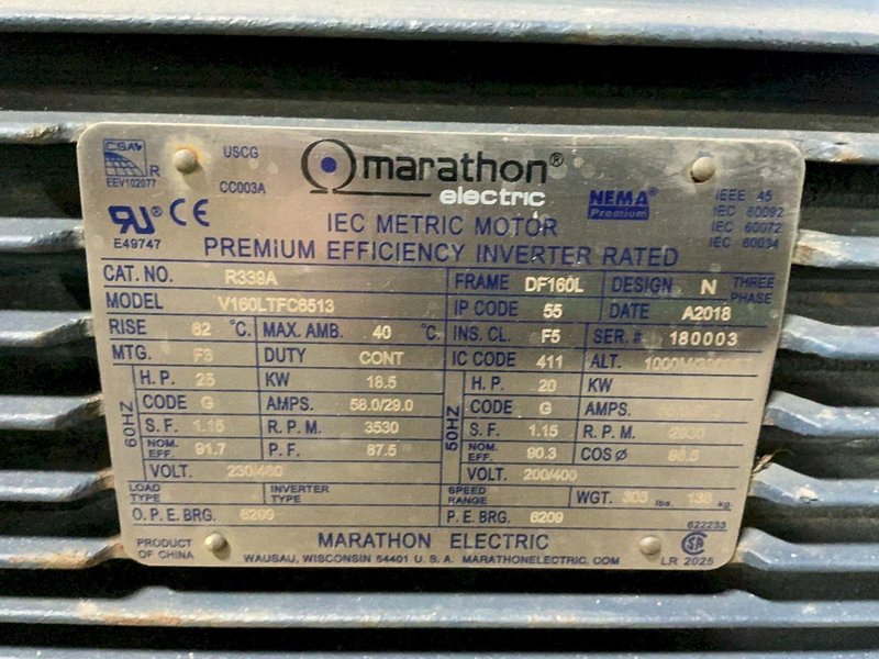 MARATHON 25 HP MOTOR  -  V160LTFC6513
