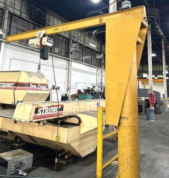 1/2 Ton Gorbel Free Standing Jib Crane, Coffing Hoist, 10&#039; Under, 10&#039; Span