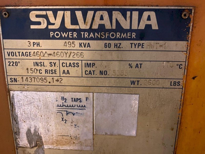 495 KVA SYLVANIA POWER TRANSFORMER. STOCK # 1059320