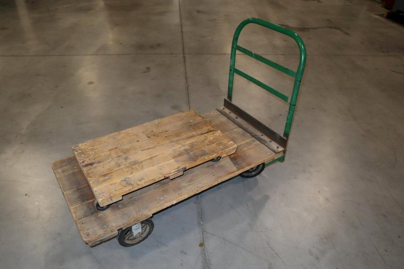 Rolling Shop Cart with Wooden Deck, and Wooden Furniture Dolly with Swivel Casters- Auction Item