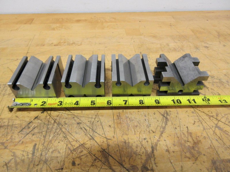 Vee Blocks (5) Assorted Sizes, (1) Steel Rectrangle 5" x 2.5" x 2", (1) 1-2-3 Block, All Precision Ground- Auction Item