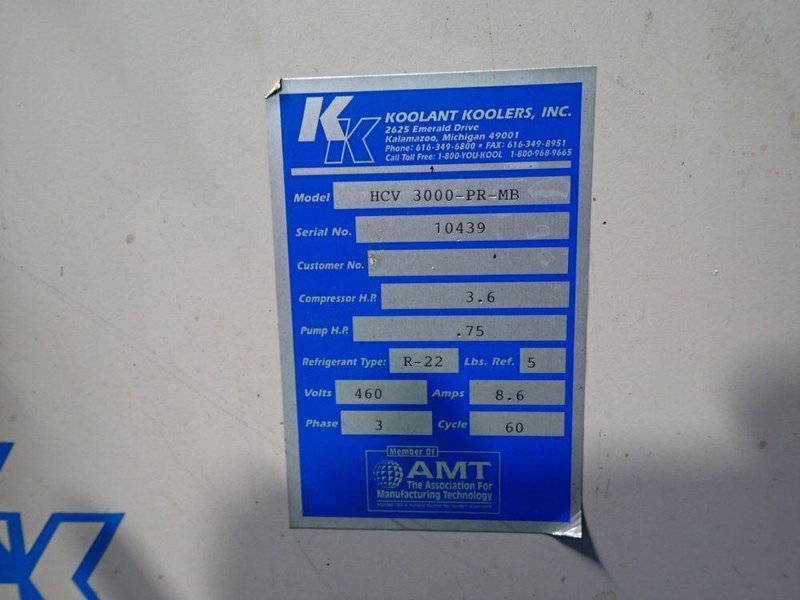KOOLANT KOOLERS, INC. CHILLER  -  HCV 3000-PR-MB