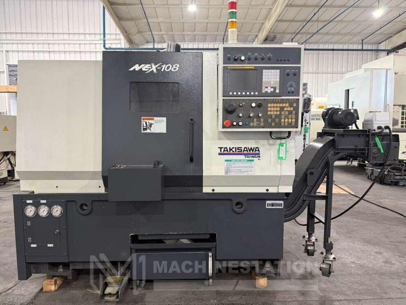 Takisawa NEX-108 CNC Turning Center – 8″ Chuck, Tool Presetter, Tailstock Lathe