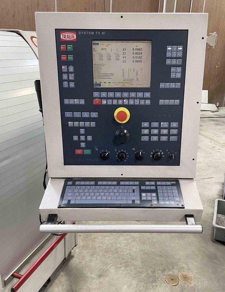 Traub TNL26 CNC Swiss Lathe, 2001- Needs Drive Replaced, Conveyor, 34 Tool Stations