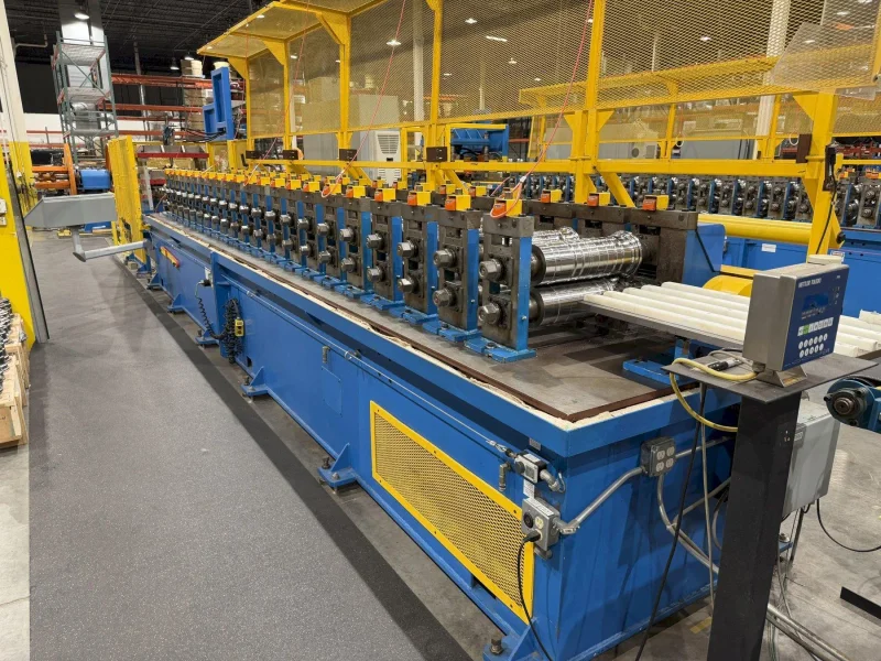 22 STAND X 2" RLM (NEW 2004) ROLLFORMER LINE TOOLED FOR TERMINATOR GUTTER TOPPER, 26" ROLL SPACE STOCK# 4413