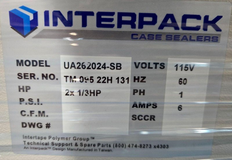 INTERPACK UA262024-SB CASE SEALING MACHINE 115V NEW