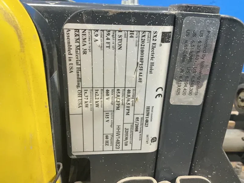 R&amp;M 1 TON ELECTRIC HOIST  -  SX20210010P15FAL0F