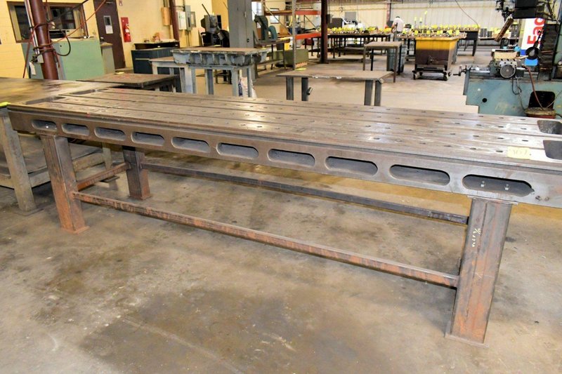 137&quot; X 32&quot; X 37&quot; T-SLOT STEEL LAYOUT TABLE: STOCK #22226