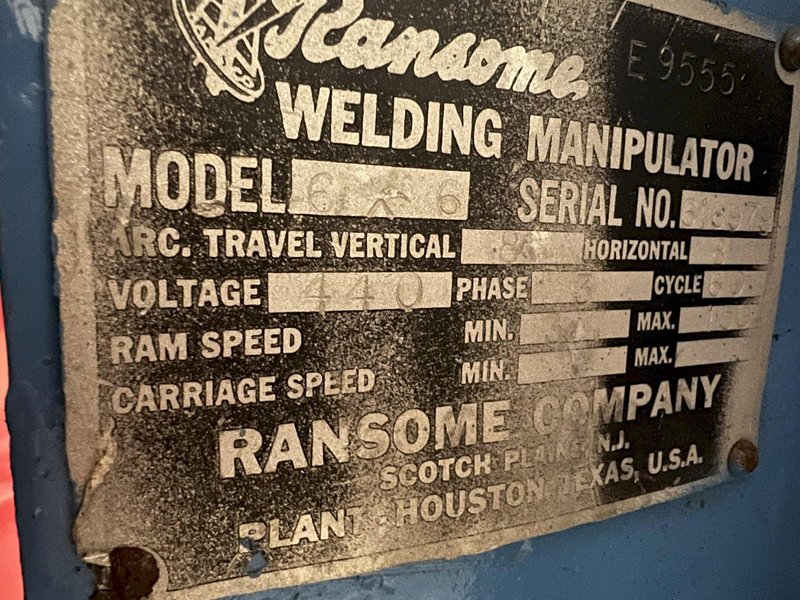 6&#039; x 6&#039; ARONSON MODEL 6X6 WELDING MANIPULATOR SYSTEM: STOCK #17947