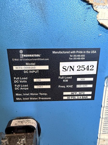 300 K.W. THERMATOOL HCT SOLID STATE HF WELDER. STOCK # 0758626