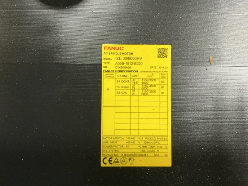 FANUC AC SPINDLE SERVO MOTOR   -  AII 30/6000 HV A06B-1512-B200