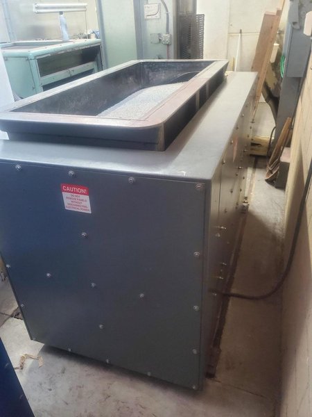 12 Cubic Ft. Deburring Equipment Manufacturing Vibratory Ceramic Polisher- Internal Dimensions 22.25″W x 59″L, Includes Media