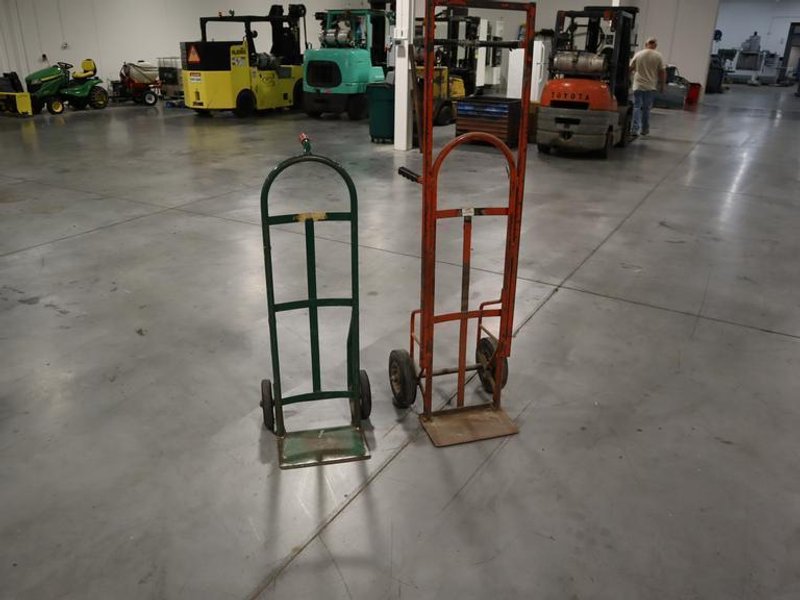 2 Wheel Moving Dolly Carts, (2pcs) Both with Hard Rubber Tires, (1) Has Welded Height Extension.- Auction Item