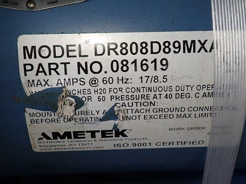 AMETEK 2.8 HP BLOWER  -  DR808D89MXA
