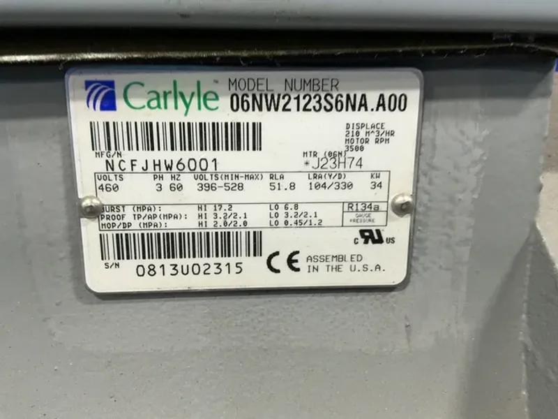 CARRIER 30 BAR WATER COOLED CHILLER  -  30HXC076R—661KA
