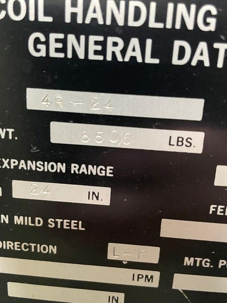 CWP Coil Reel And Straightener Combination 6,500 Lbs. x 24" Wide .187" Stock Thickness