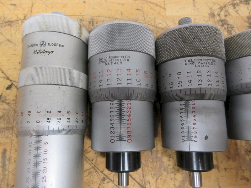 Precision Micrometer Heads (7pcs), 0-1" and 0-50mm Ranges, Starrett, Mitutoyo, Scherr Tumico and Other- Auction Item