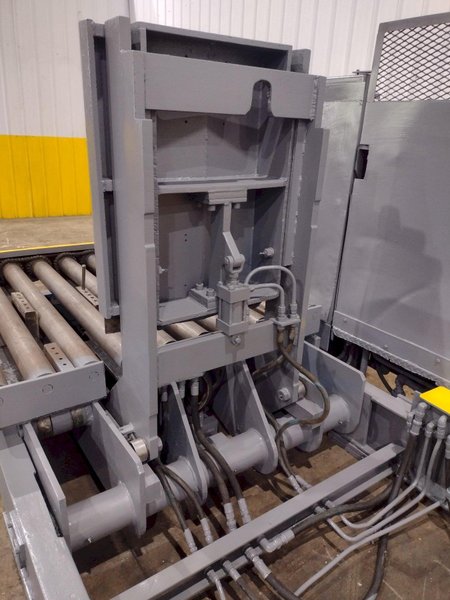 20,000 LBS X 54" X 36" BRANER HYDRAULIC COIL CAR UPENDER WITH POWER FEED CONVEYOR: YOBRO #25238