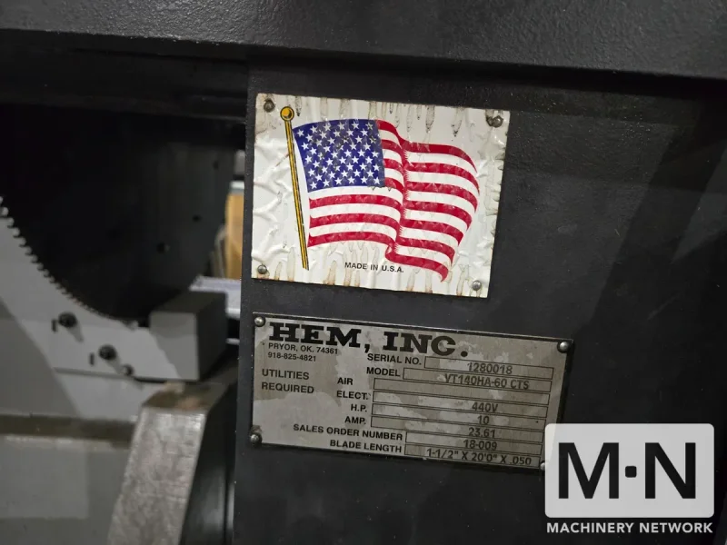 HEMSAW VT140HA-60CTS VERTICAL BAND SAW