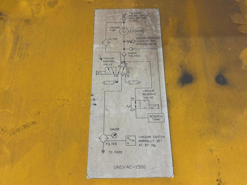 10,000 LBS X 50' X 8' PERMADUR SERIAS 816 VACUUM SHEET LIFTER WITH UNIVAC 1500 GENERATOR: STOCK 22460