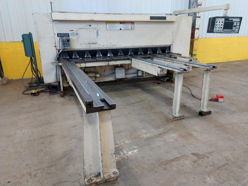 10' x 1/4" CINCINNATI MODEL #2500 CNC HYDRAULIC POWER SHEAR WITH FRONT &amp; BACK GAUGING: STOCK 12587