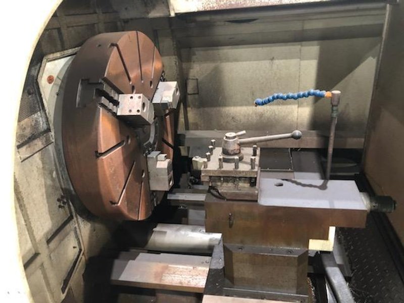 52” X 42” HWACHEON MODEL MEGA 130T CNC FACING T-LATHE: STOCK #14854