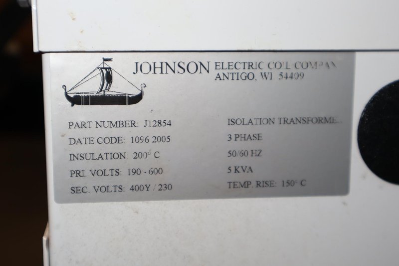 Johnson Electric Transformer, Primary 190-600V, Secondary 400/230V 3 Phase- Auction Item