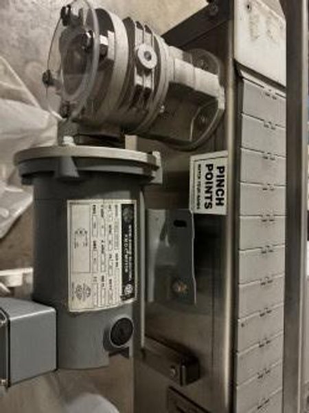 Accutek Automatic Pressure Overflow Liquid Filling Line, 2020 – 4-Head Filler, Conveyor &amp; (2) 48″ Turntables, FR-900 Continuous Band Sealing Machine