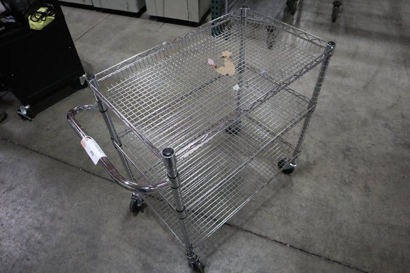 Seville Classic Chrome Wire Shop Cart - 3 Shelves- Auction Item