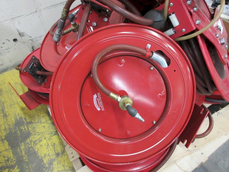 Wall Mounted Air Hose Reels, (10pcs) on Pallet, Various Brands and lengths- Auction Item
