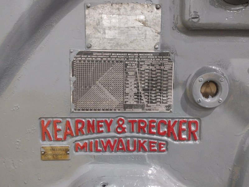#3 KEARNEY &amp; TRECKER MILWAUKEE MODEL #3 VERTICAL MILLING MACHINE 64" x 13" x 10 HP: YOBRO #24458