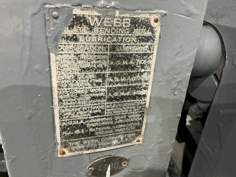 8' X 5/8" WEBB MODEL #9L INITIAL PINCH 3 ROLL PLATE BENDING ROLL: YOBRO #24510