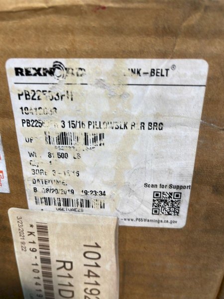 REXNORD 3-15/16” BORE LINK-BELT MOUNTED SPHERICAL ROLLER BEARING  -  PB22563FH