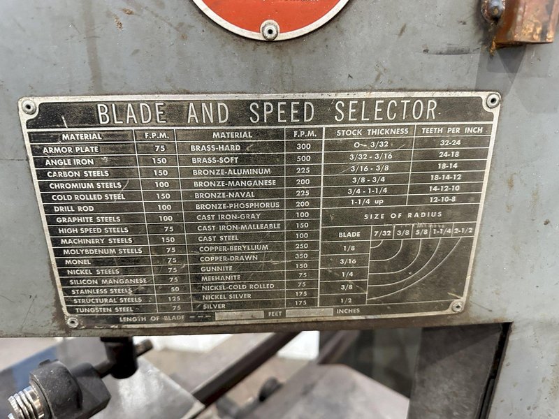 8-3/4" X 8-1/2" ROLLIN VERTICAL BAND SAW: STOCK #77898