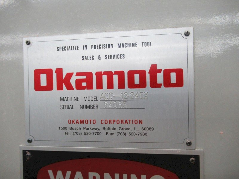 Okamoto ACC-12.24 DX Automatic Surface Grinder, 12"x 24", Incremental Downfeed, Over Wheel Dresser,  Coolant