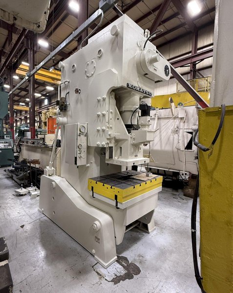 110 ton Komatsu OBS Used Single Crank Gap Frame Mechanical Metal Stamping Press For Sale, Can be seen under power!