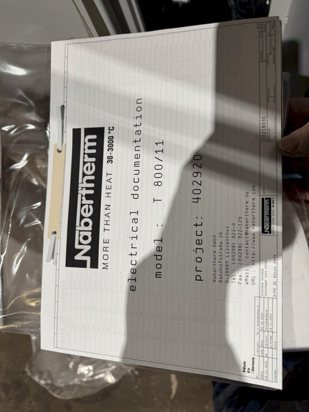 New in box 2015 Nabertherm model t800 electric resistance bale out type furnace rated to 1100 degree C, BU 1800 crucible, 1800 kg. capacity in Al., 140 KW, with controls and elements